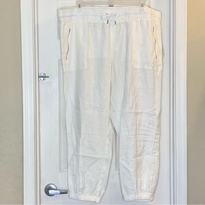 Athleta Cabo Linen Jogger Pants White Plus Size 24
